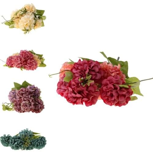 Chrysanthemum Artificial Floral Silk Ball 7 Stems Flower Bouquet For Wedding