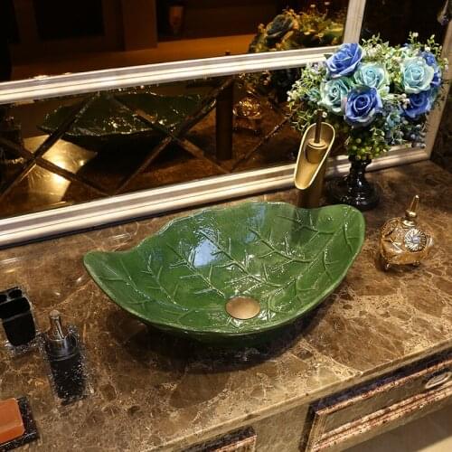 Creative Art Basin oval-shaped Ceramic Face Washing Basin Face leaf ceramic Washing basin bathroom sink
