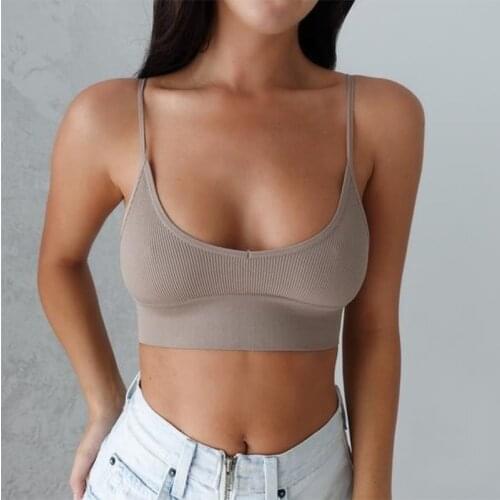 Women Fashion Tank Crop Tops Camisole Comfortable Female Push Up Crop Tops Girls Lounge Solid Color Wire Casual Top Streetwear