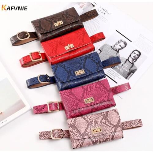 KAFVNIE Fashion Fanny Pack Vintage Waist Belt Bags Phone Pocket PU Leather Waist Pouch Vintage Lady Waist Packs wholesale 2020