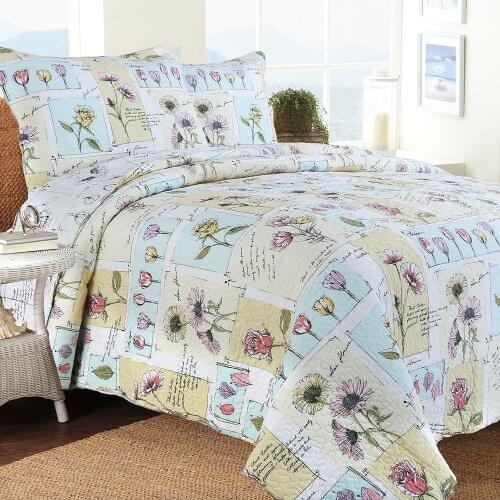 200*230cm Fashion Classical Sweet Tulip Pattern Summer Thin Quilt Sets Washable Bedspread Cotton Aircondition Pillowcase