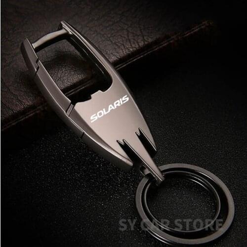 Fashion quality Car Keychain Alloy Metal Clasps Hooks Buckle Waist Keychain for car For Hyundai SOLARIS 2017 2018 2019 accessory