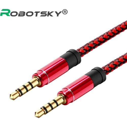 Robotsky Nylon Braid Jack Audio Cable 3.5 mm to 3.5mm Car AUX Cable 1.5M Headphone Extension Code for Phone Car Headset Speaker