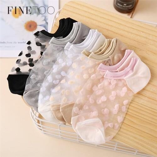 FINETOO 3Pairs/set Sexy Lace Mesh Fishnet Socks Fiber Transparent Short Sock Stretch Elasticity Ankle Thin Women Sock Ankle Sock