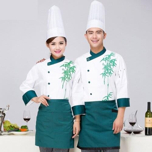 New Design Chef Jacket Chinese Style Coffee Bar Restaurant Chef Uniform Hotel Kitchen Cook Clothes Baker Wear Plus Size B-5687