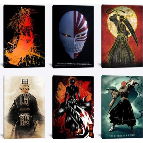 Bleach Kurosaki ichigo Poster Framed Wooden Frame Canvas Wall Art Decoration prints for living room Home bedroom decor painting