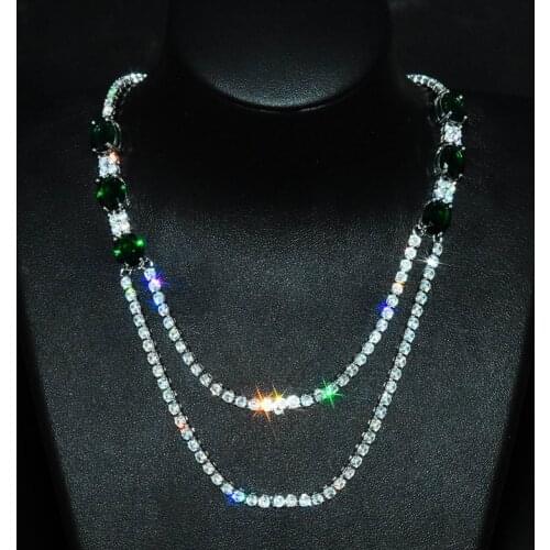 Europe America Vintage Jewelry Luxury Oval Zircon Multi Layer Necklace Female Wedding Party High Grade Accessories Sweater Chain