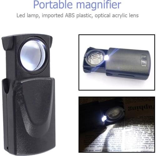 30X Jewelers Loupe Mini LED HD Magnifying Glass Portable Mini Pocket Handheld Coin Stamps Magnifier for Jewelry