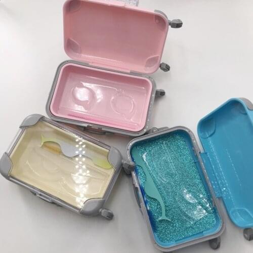 Wholesale eyelash package New Arrival pink luggage lashes suitcase luxury mink lashes fluffy and curly lash boxes packaging