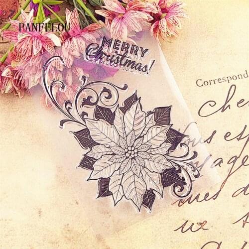 PANFELOU 11x15 Christma Leaves the blossom Transparent Clear Silicone Stamp/Seal DIY scrapbooking/photo album clear stamp sheets