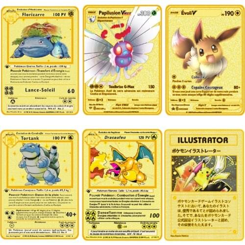 Pv French Pokemons Gold Card Anime Non Repeat Shining Pikachu Charizard Cards Game Battle Carte Trading Pokemon Kaarten Toys