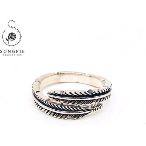 925 Sterling Silver Retro Leaf Ring Men And Women Can Wear Adjustable Retro Ring