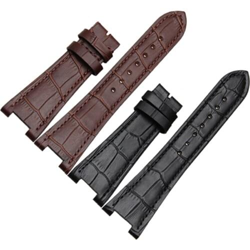25mm Black/Brown Genuine leather Band Strap bracelet Watch Band Strap Fits for Patek Philippe [5711/5712]