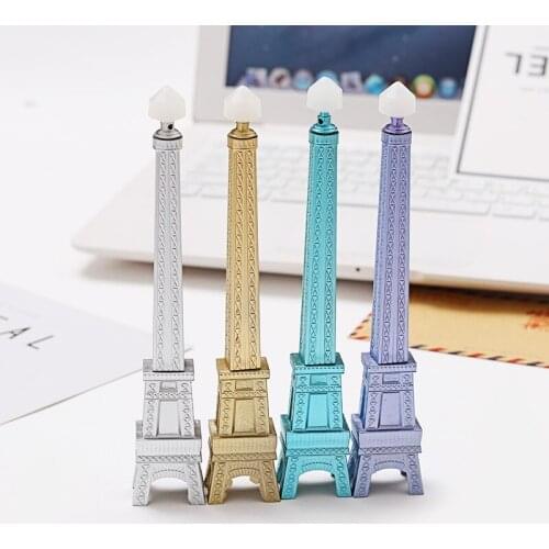 24PCS Korean Creative Tower Pen Student Stationery Black Water Pen Office Cartoon Creative Stationery