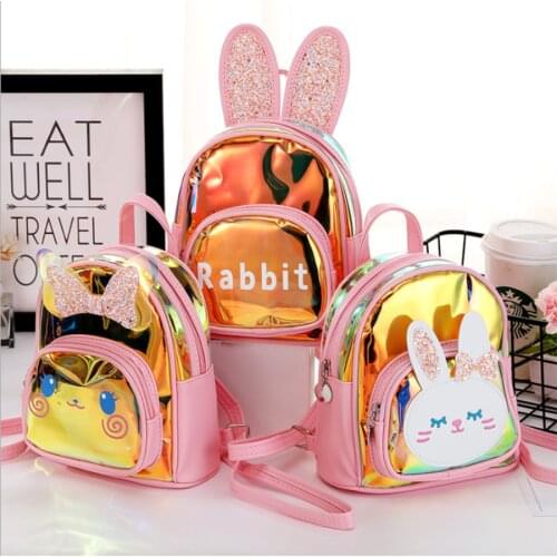 New Childrens Backpack Leisure Travel Colorful Rabbit Sequin Glaze Cute Cartoon Princess Bag Girls' Kindergarten Schoolbag