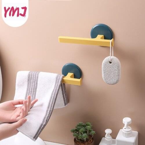 Self-adhesive Towel Holder Rack Wall Mounted Towel Hanger Bathroom Towel Bar Shelf Roll Holder Hanging Hook Bathroom Organizer