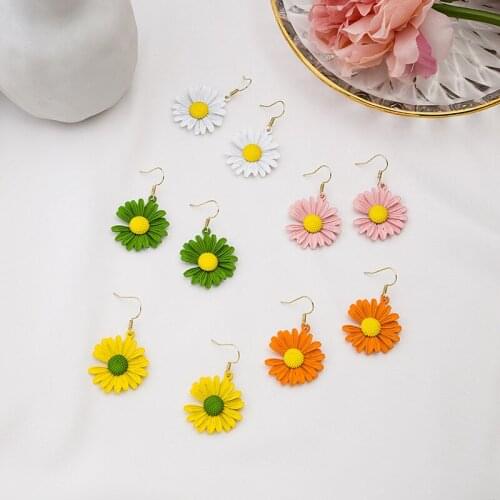 Hyuna Wind Sun Flower Earrings GD The Same Style Mori Daisy Fresh Candy Color Flower Stud Earrings Korean Fashion Earring