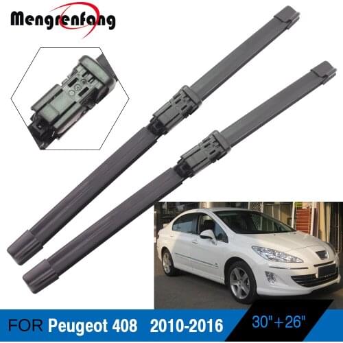 For Peugeot 408 Car Front Windscreen Wiper Blades Soft Rubber Wiper Push Button Arms 2010 2011 2012 2013 2014 2015 2016