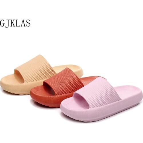 Unisex Slippers Women Outside Summer Platform Shoes Soft EVA Beach Slides Sneaker Outdoor Men Cool Sandals 4CM Thick Sole Pink