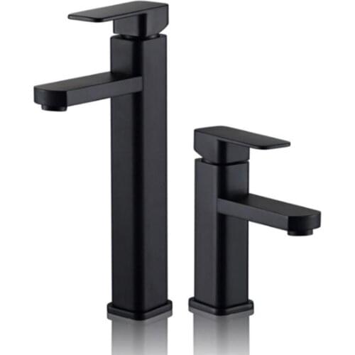 Bathroom Black Paint Square Basin Faucet Single Handle Washbasin Mixer Tap 449C