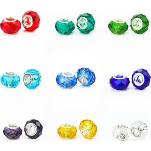 2pcs Glass Crystal Bracelet Europe Loose Beads Colorful Round Faceted Charms DIY Bangle Woman Jewelry Making Accessories Finding