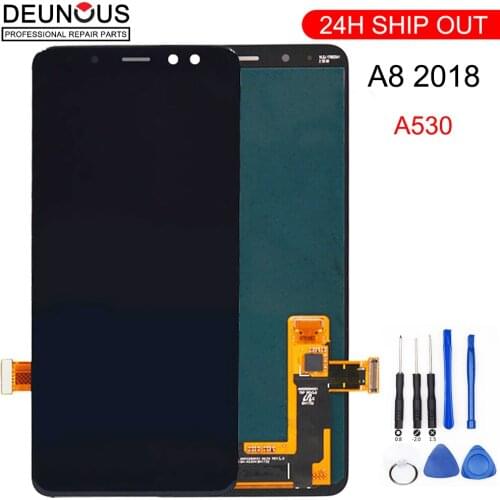 Super AMOLED For Samsung A8 lcd 2018 A530f touch screen digitizer Assembly A530DS A530N for samsung a530f display with frame