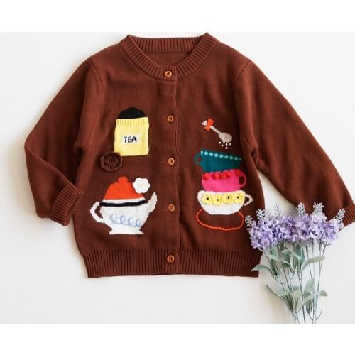 Girls Sweaters Spring Autumn Baby Korean Casual Sweater Cardigan Thick Embroidery Knit Cardigan for Girls Kids Sweater Jackets