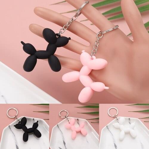 Cartoon Balloon Dog Keychain Soft Rubber Keychains For Women Colorful Key Chain Men Bag Pendant Trinket Jewelry Car Key Ring