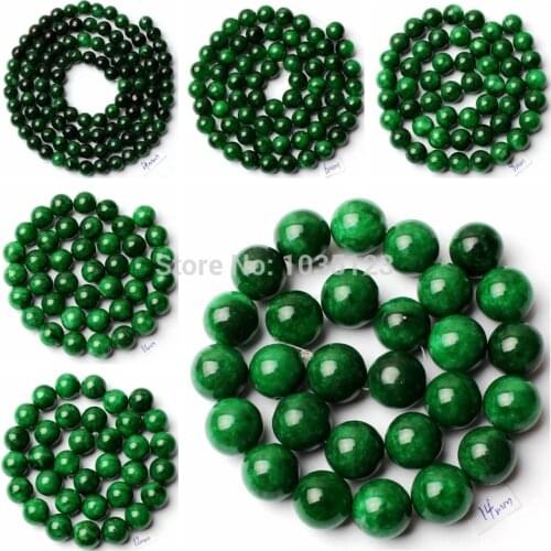 High Quality Natural Smooth Deep Green Jades Stone 4/6/8/10/12/14/16mm Necklace Bracelet Jewelry Gem Loose Beads 15 Inch wj221