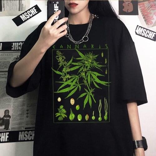 Gothic T-shirt casual Damen Grnpflanzen Herbst und 90er Harajuku Retro Print T-shirt DamenbekleidungT-shirtO-NeckPflanzenmuster