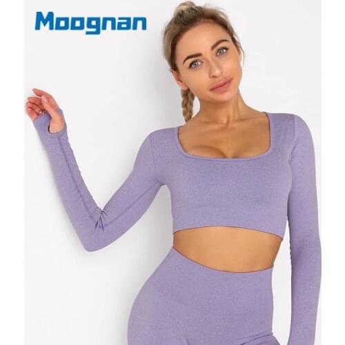 Long Sleeve Woman Tshirts Round Neck Slim Elastic TShirt Women Top Yoga Breathable Sportswear Tights Women For Gym 9202