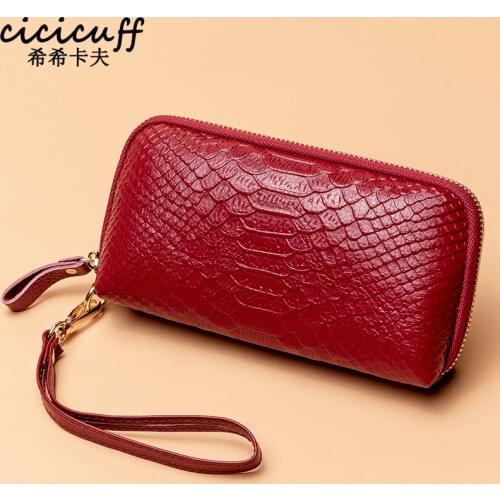 Serpentine Genuine Leather Women Day Clutches 2020 New Female Clutch Small Handbag Real Leather Wristlet Bag Party Zipper Wallet