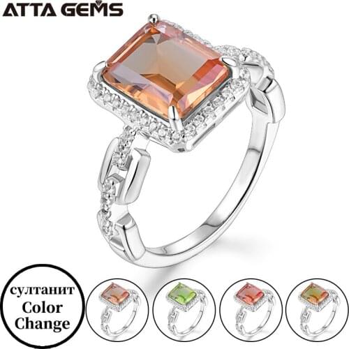 Attagems Sultanite Gemstone Ring for Women Solid 925 Sterling Silver Jewelry Baguettes 5*7 Jewelry Engagement New Arrival 2021