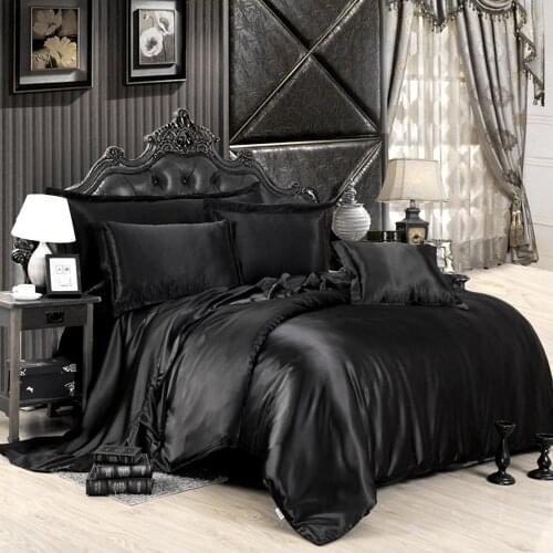 100% pure satin bedding sets comforter bed set pillow duvet cover bed sheet Quilt cover Single/Double/Queen Size Quilted 5