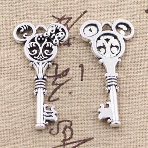 3pcs Charms Vintage Mouse Key 46x22mm Antique Silver Color Plated Pendants Making DIY Handmade Tibetan Finding Jewelry