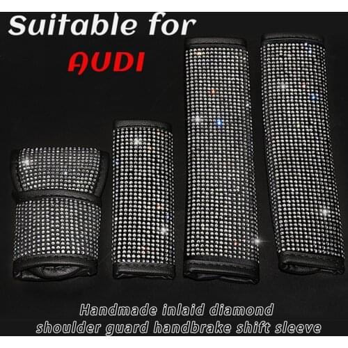 Crystal Diamond Car Seat Belt Suitable For Audi A3 8P 8V Q5 Q7 A4 B5 B8 B6 B7 Cover Car Seat Belt Shoulder Pad Car Accessories