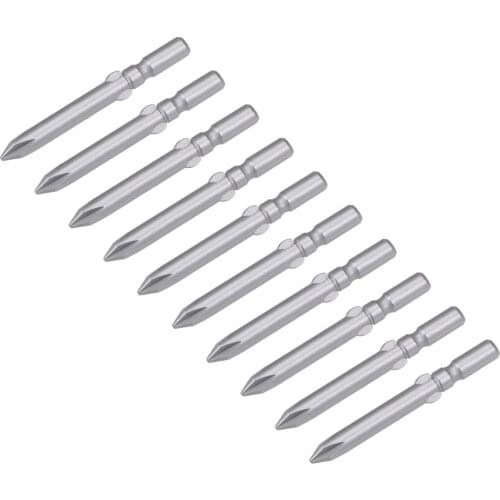Uxcell 10pcs Phillips Bits 6mm Round Shank 60mm Length Cross 6PH1 Magnetic Screw Driver S2 Screwdriver Bit