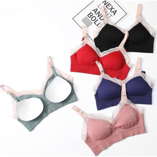 Nursing Bra Without Buckle Threaded Lace Trim Removable Underwear Without Steel Ring Nursing Bras Pregnant Women Underwear
