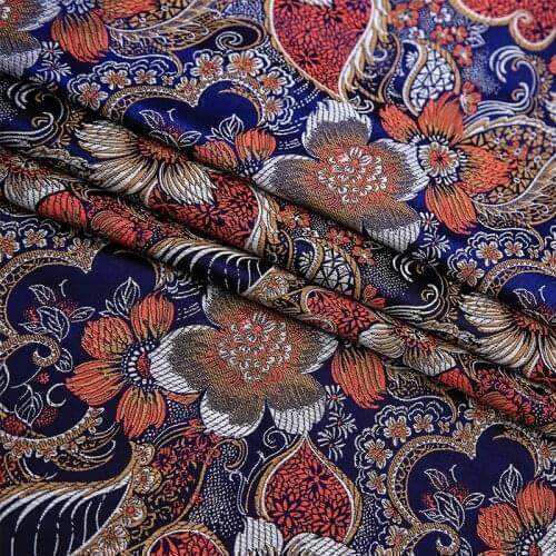 CF654 The High-quality Florals Embroidery Jacquard Silk Brocade Fabric Chinese Wedding Dress Fabric Buddhism Clothes