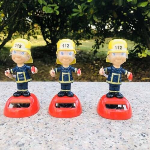 D7YA Auto Dashboard Firefighter Shaking Head Doll Ornaments Creative Home Decorations Gift for Family Friends
