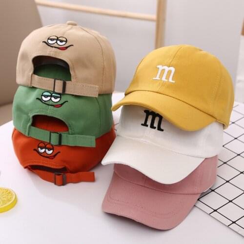 Childrens Kid Baseball Cap for Girls Boy Hats Sunscreen Baby Hat Hip Hop M Letter Embroidered Cute Kids Caps 1-6Y