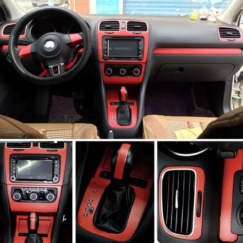 For Volkswagen VW Golf 6 GTI MK6 R20 Interior Central Control Panel Door Handle Carbon Fiber Stickers Decals Car styling