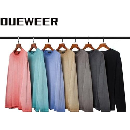Dueweer Men Women T-shirts Fashionable Tie Dye Gradient Harajuku Japanese Long Sleeve Oversized T-shirt Tee Streetwear Top