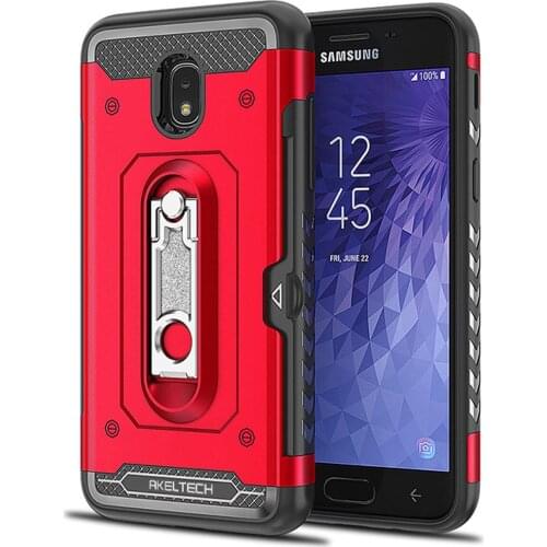 Dual Layer Armor Case + Metal Stand & Card Holder Cover For Samsung Galaxy J3 2018/Orbit/Aura/Amp Prime 3/Express Prime 3/Sol 3