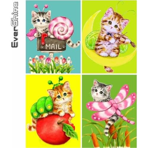 Evershine 5D DIY Diamond Painting Cat Craft Kit Full Square Diamond Embroidery Animal Cross Stitch Mosaic Home Decor Gift