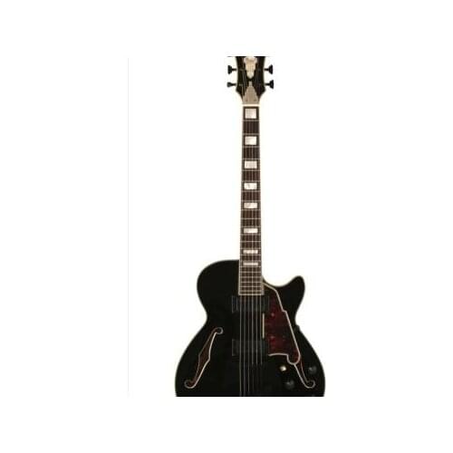 Customized electric guitar hollow body black with black tune o matic bridge and stop tail. special pick guard shape.free ship