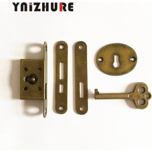 YNIZHURE 1PCS Classical lock Restore ancient ways small l Box lock Antique furniture counter Drawer Lock With key