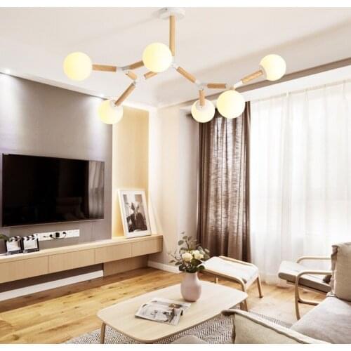 Creative Wooden Chandelier with glass bubble chandelier Sptnik Spider Chandelier Lighting Fixtures