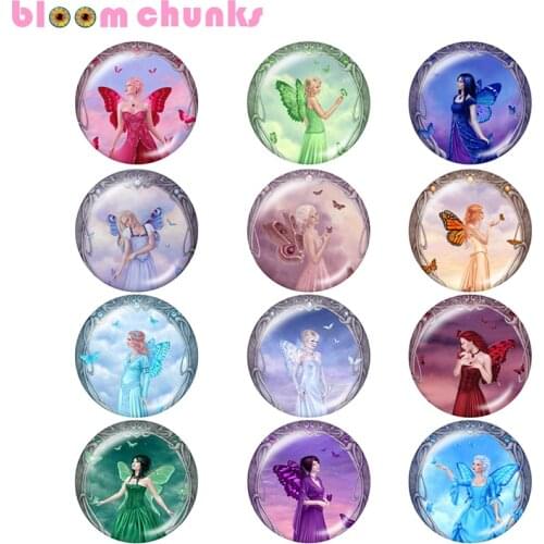 Birthstone Zodiac Butterfly Elves mixed 12mm/18mm/20mm/25mm Round photo glass cabochon demo flat back Making findings Z1897