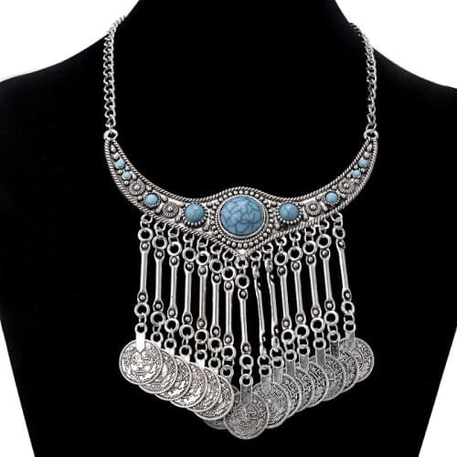 LOVBEAFAS Fashion Coin Tassel Bohemian Necklace Maxi Vintage Choker Collar Statement Necklaces & Pendants Turkish Jewelry